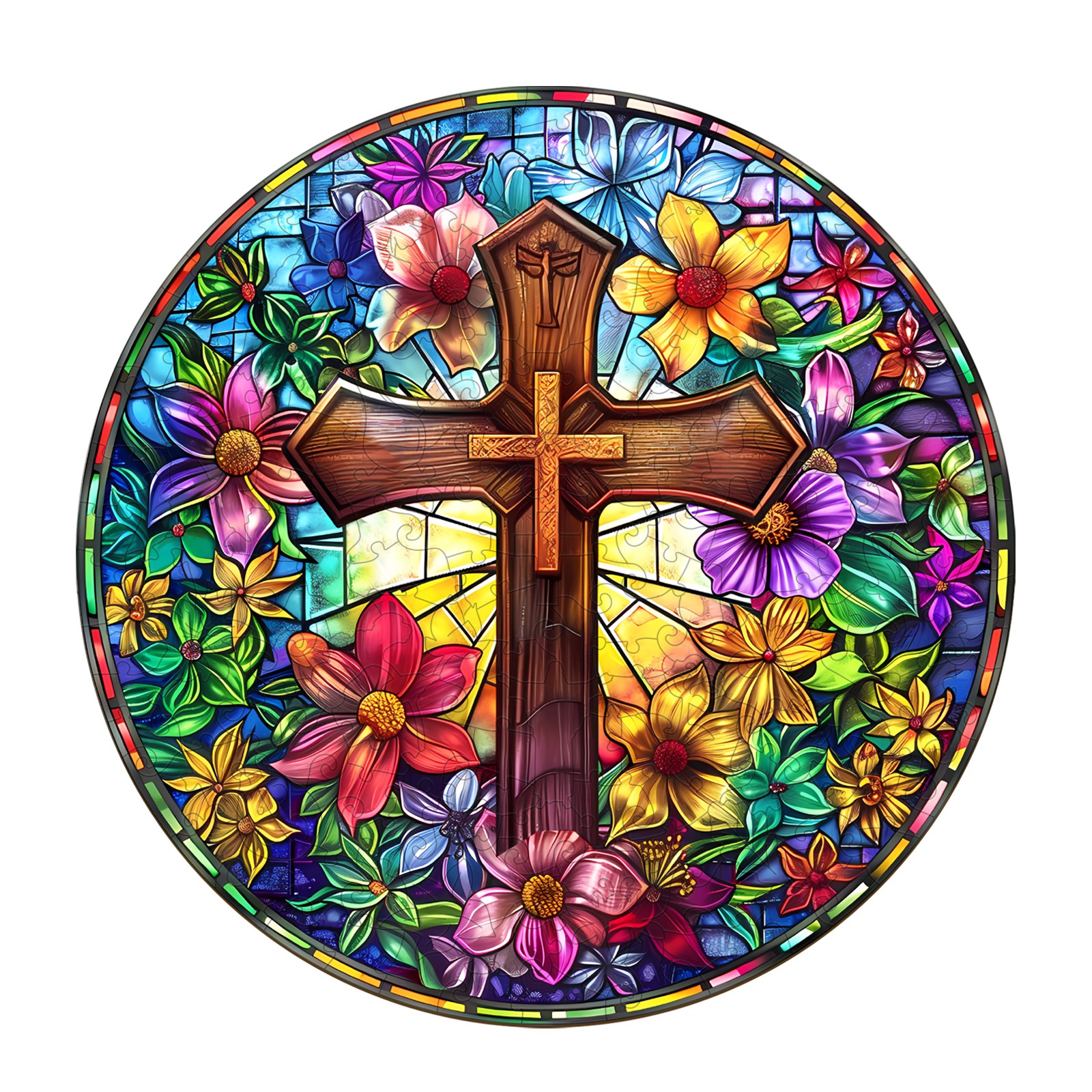 You are currently viewing Wooden Jigsaw Puzzle – Stained Glass Cross 66e2c5d72b32f